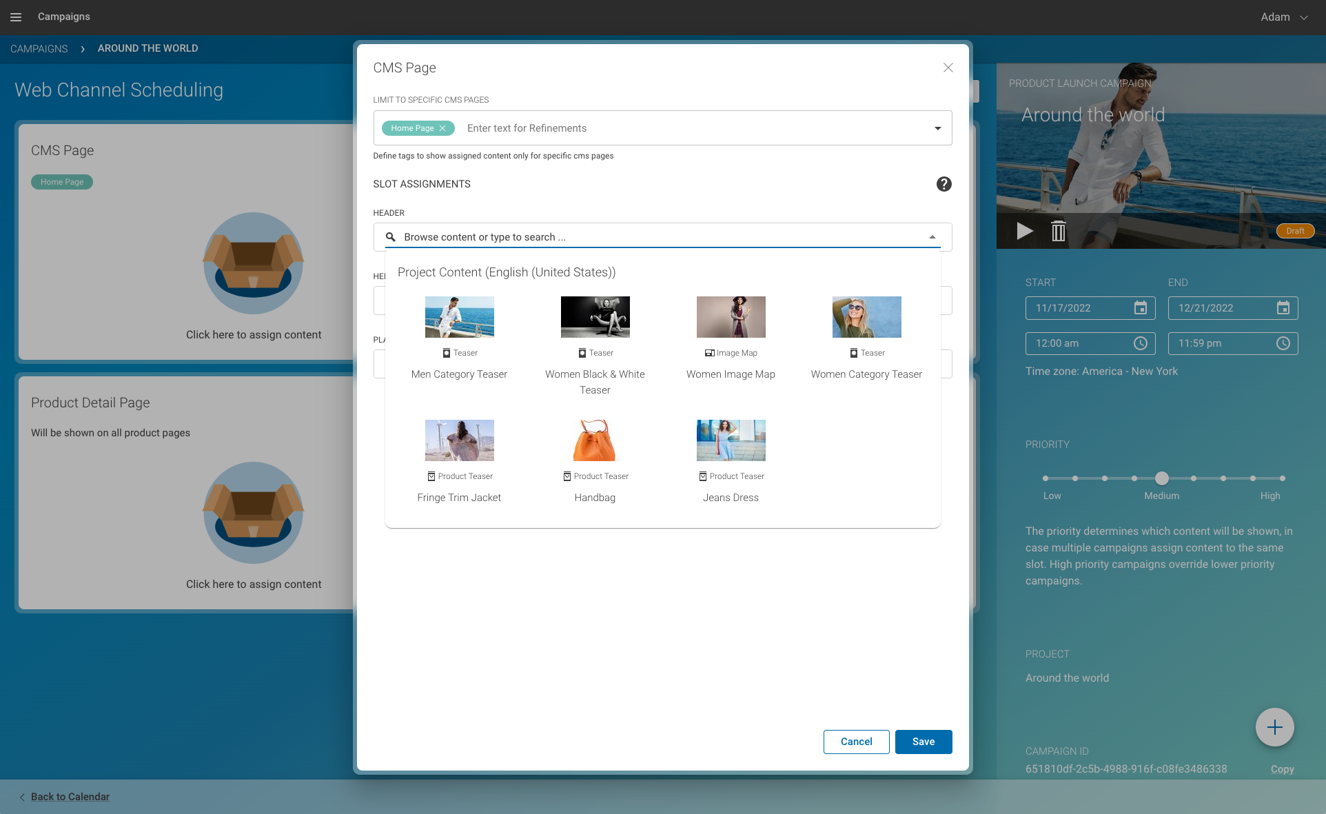 CoreMedia Campaigns screenshot