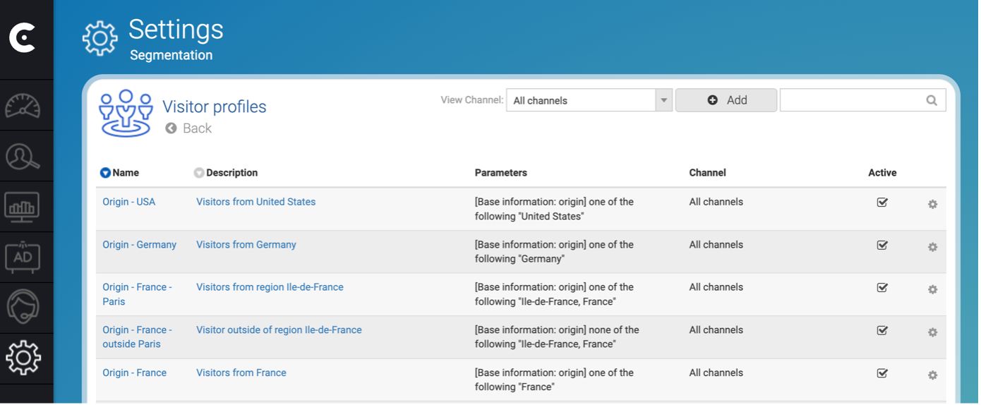 Creating visitor profiles on Studio