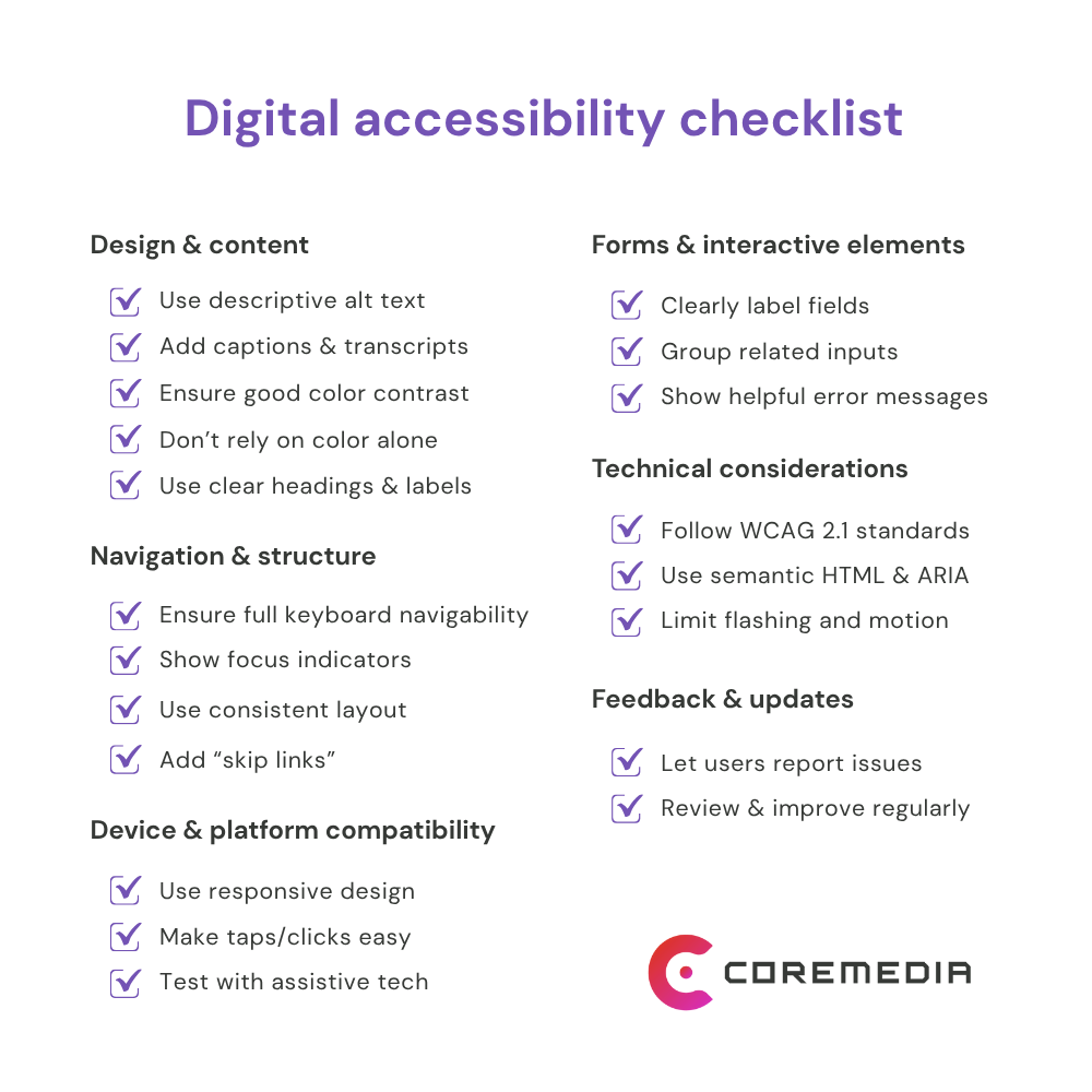 Digital accessibility checklist