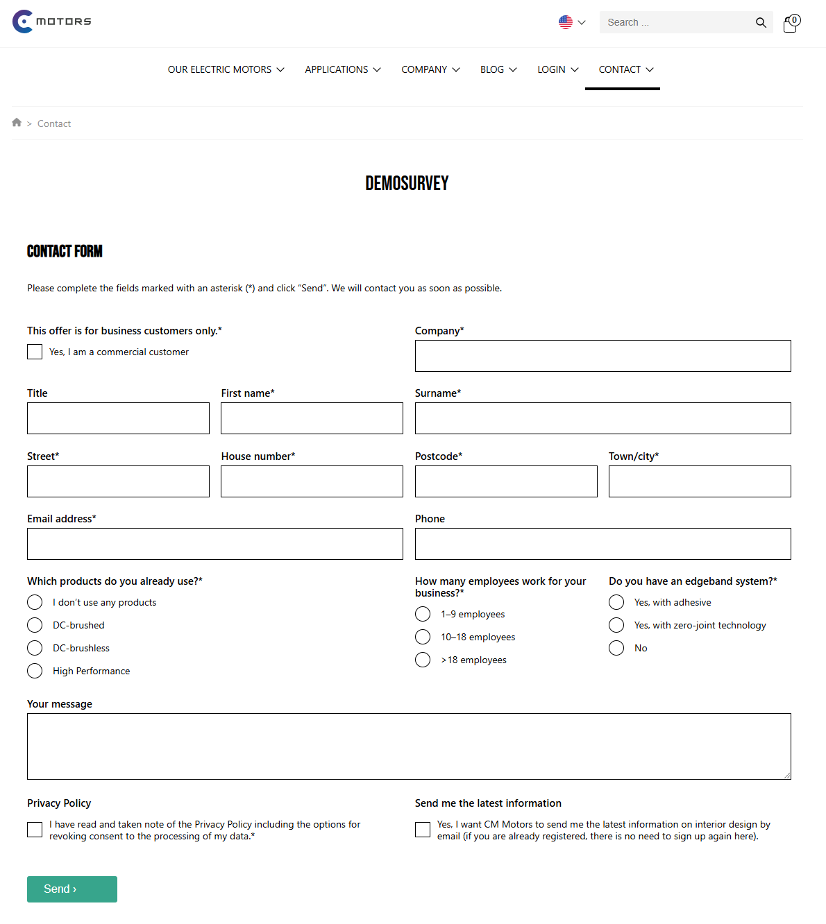 Example Form for Lead Generation