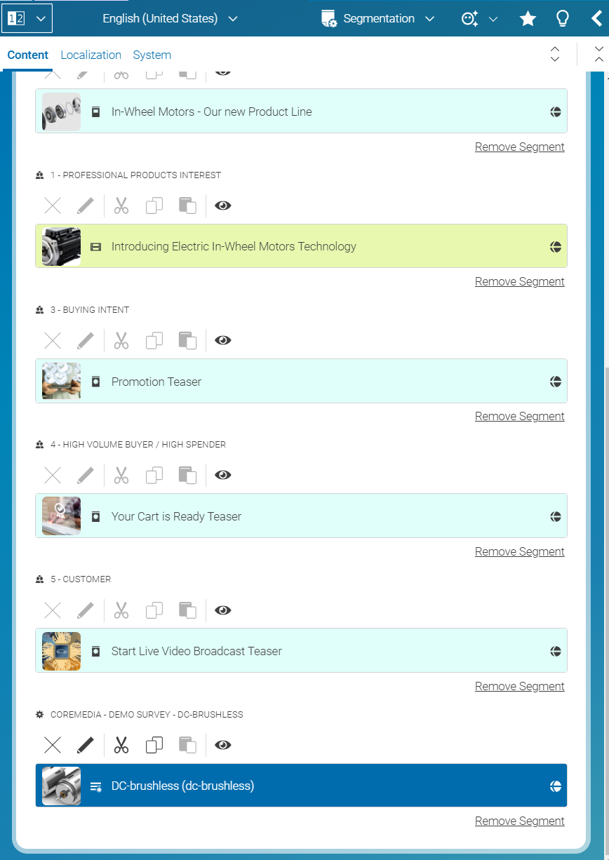 Personalization Rules Editor in CoreMedia Studio
