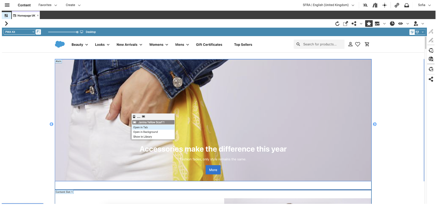 Screenshot of CoreMedia Salesforce PWA