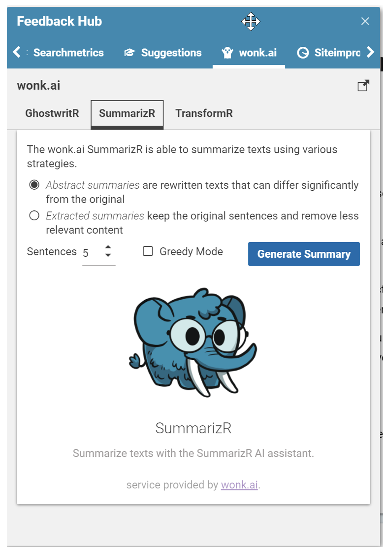Screenshot of Wonk.ai Addon 