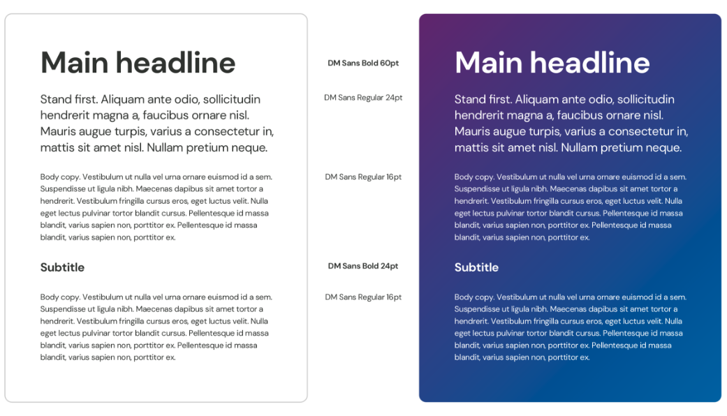 Example of texts leading and kerning